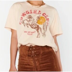 Show Me Your Mumu Tee Womens Size S Cowgirl Club Distressed Oversized Rodeo